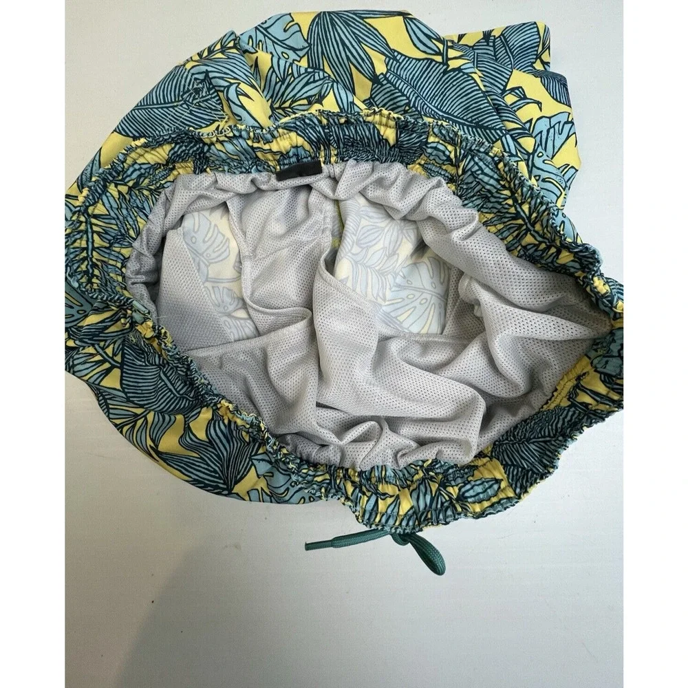 Eddie Bauer Swim Trunks Men's XL Yellow Blue Tropical Beach Pockets Drawstring